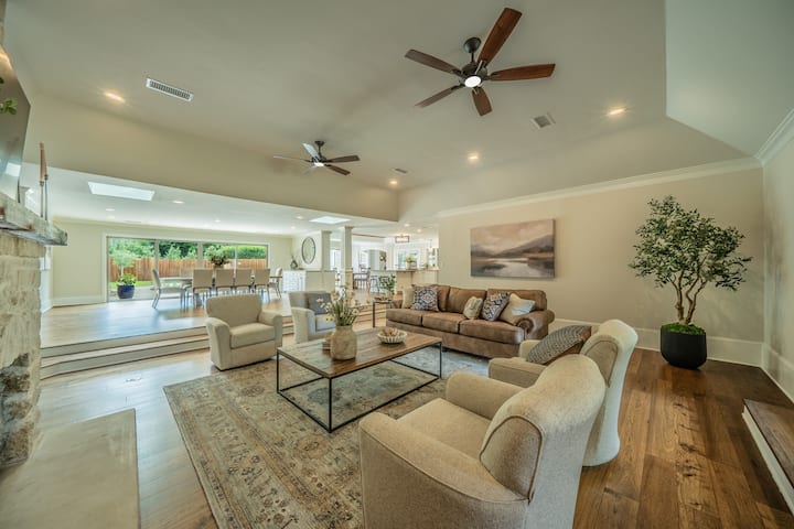 Airy, open-concept living space perfect for gathering.