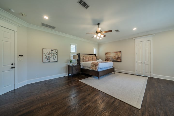 Spacious Master Suite with Rich Hardwood Floors & Designer Touches