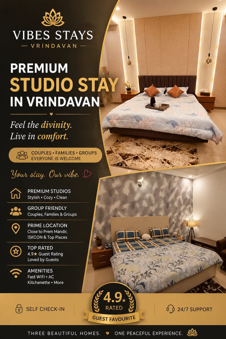 Twin Studio | Family Stay | Near Prem Mandir Vr - Vrindavan
