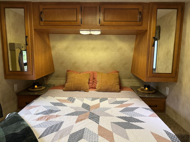 Welcome to peace and quiet in this RV bedroom!