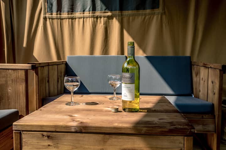 Camping L'ardéchois - Tente Lodge 6p Salle De Bain - Le Cheylard