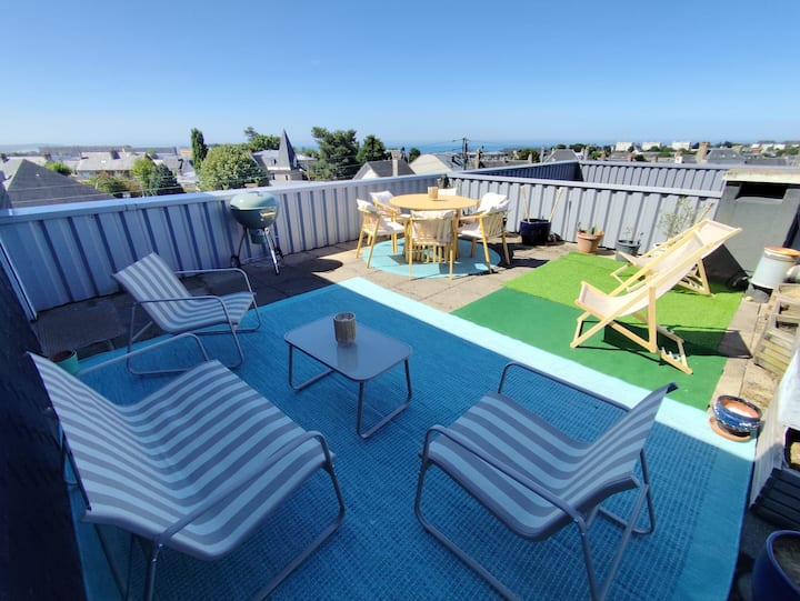 Grand 3 Pièces Avec Terrasse, Vue Mer Panoramique - Granville