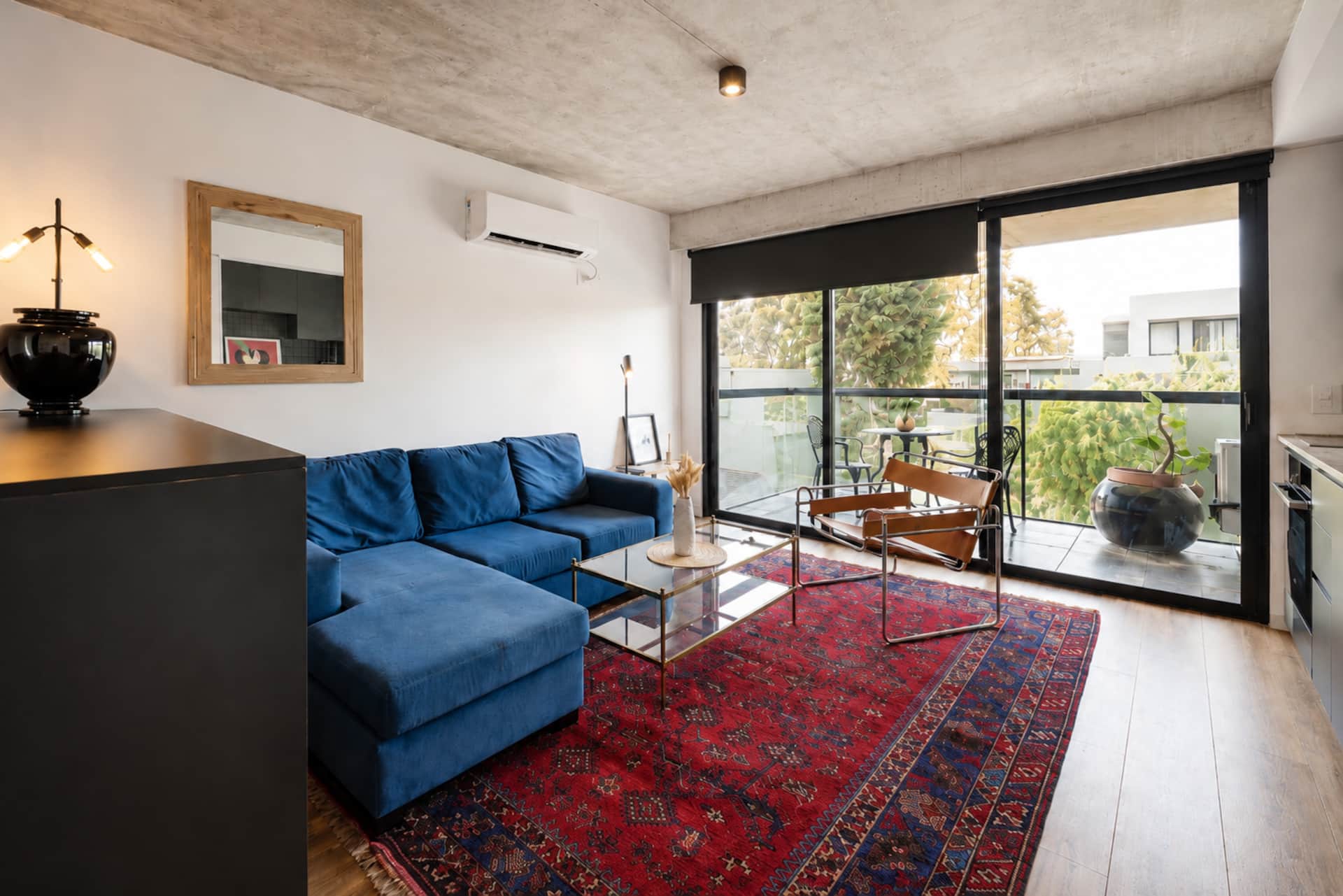 Balcony, garden pool, AC