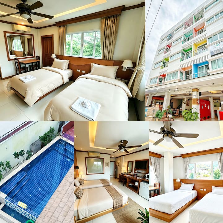 P-patongcenter/cozy Twinbed Room/lift&pool&kichten - Patong Beach