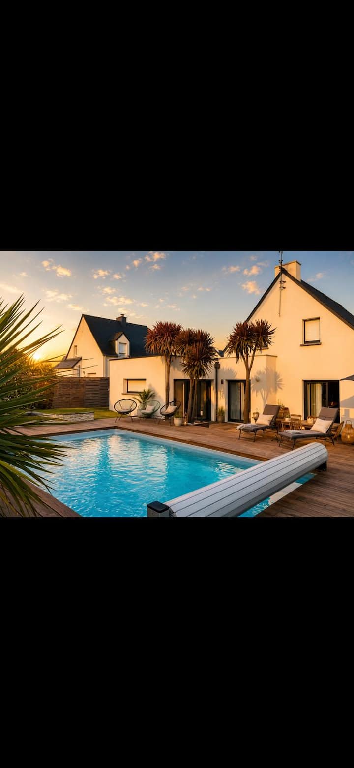 Maison Chaleureuse Avec Piscine à 10 Min De Plage - Plouhinec