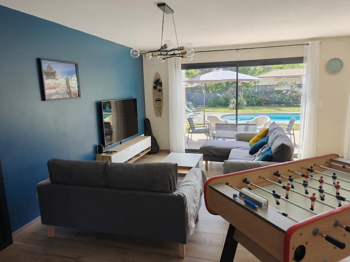 Villa Familiale Avec Piscine Chauffée 7pers/4ch. - Plage du Pin Sec