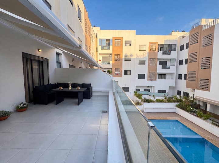 Vue Mer & Double Terrasse  Piscine Luxe - Témara