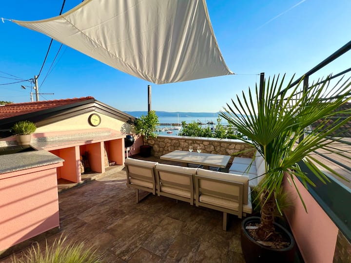 Villa Laganini Mit Meerblick Und Terrasse - Selce