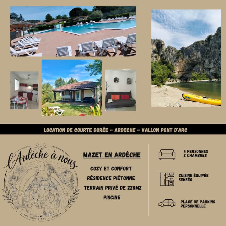 L'ardèche à Nous Cocon Cosy 4 Pers Piscine - Vallon-Pont-d'Arc