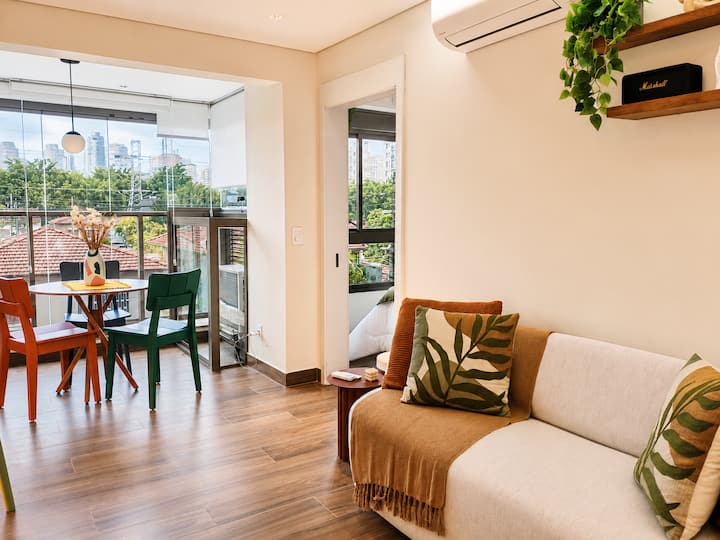 Ap. Executivo 1 Dorm | Brooklin |Decoração Luxuosa - Moema