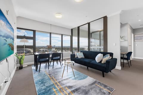 Popular Airbnb listing: Olympic Skyline Stay：Walk to Train & Shops in Sydney Olympic Park