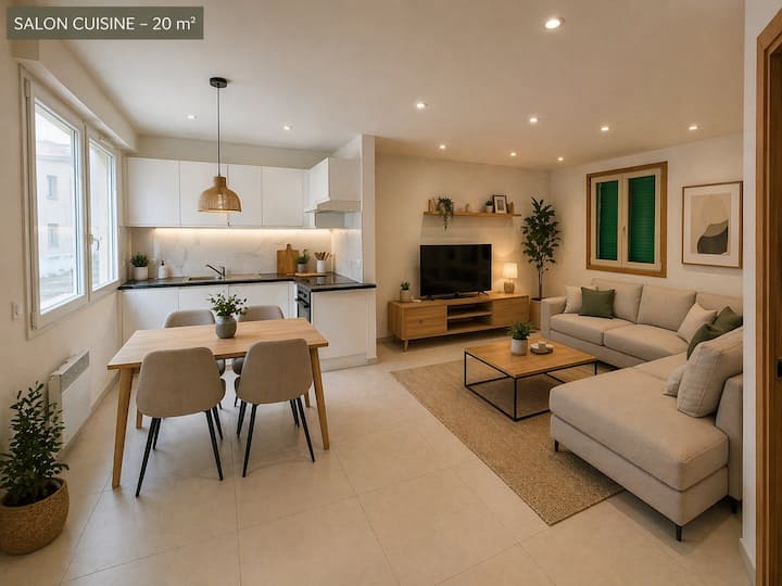 T2 Design 50m² • Tram & Marché à Pied - Nice