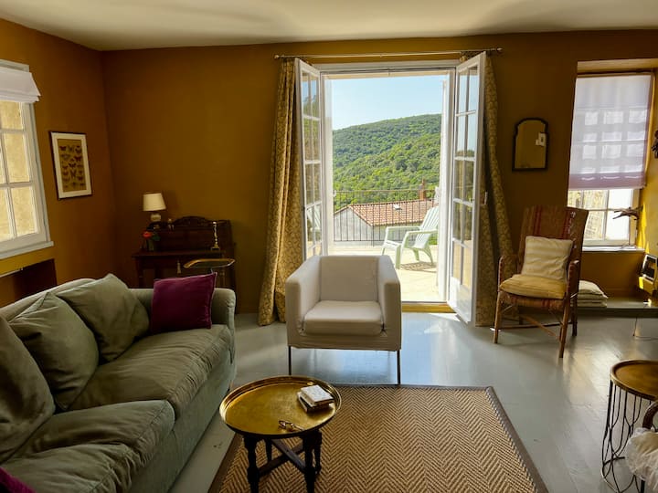 Ruim Natuurstenen Huis, Zwembad, Uitzicht En Airco - Bédarieux