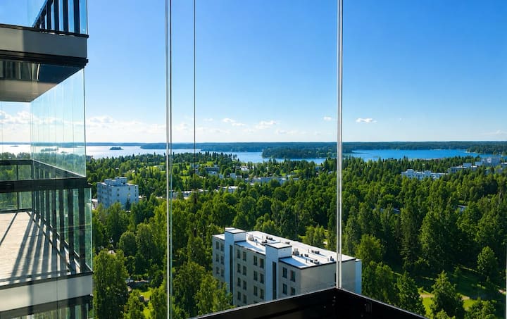 Seaview Paradise - 12th Floor Apt - 1 Min To Metro - Espoo