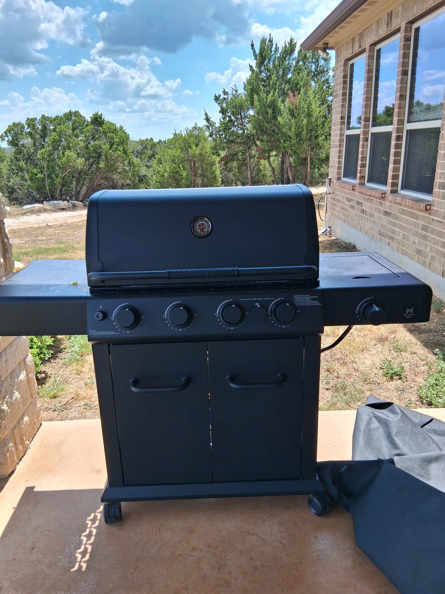Propane grill on the grounds