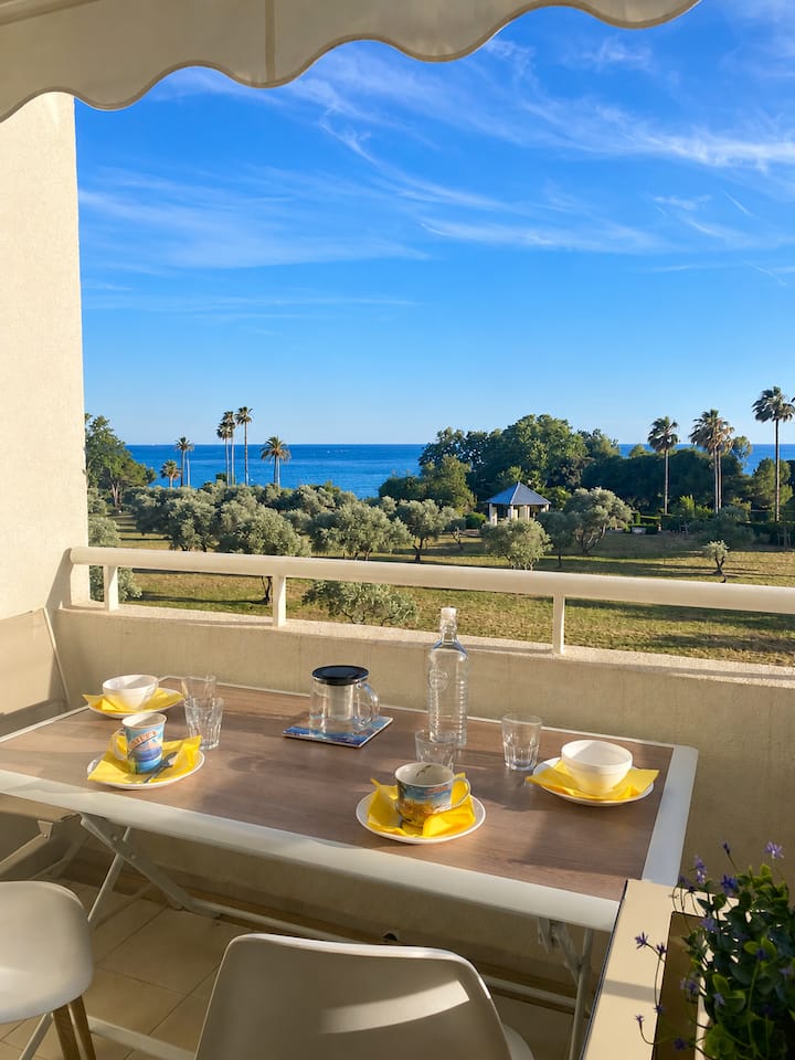 T2 Balcon Vue Mer Et Parc Clim Piscine Parking - Antibes