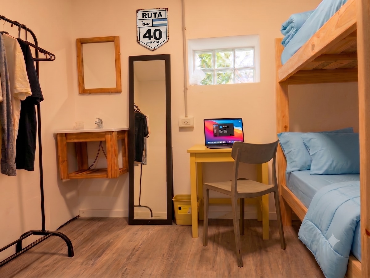 Loft with bunk bed and desk