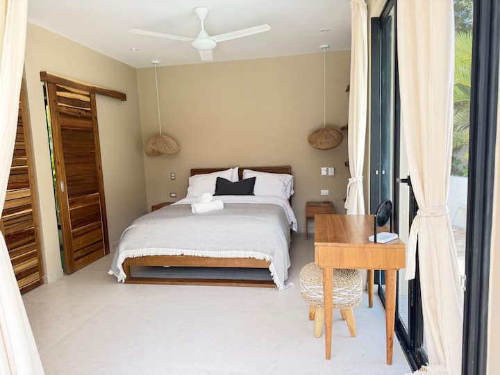 Bedroom 3: queen bed and private indoor & outdoor shower
