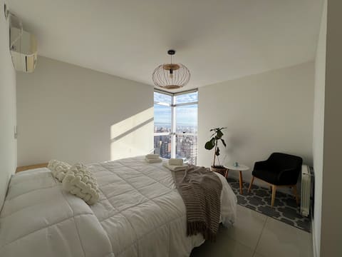Two bedroom, three bathroom apartment.