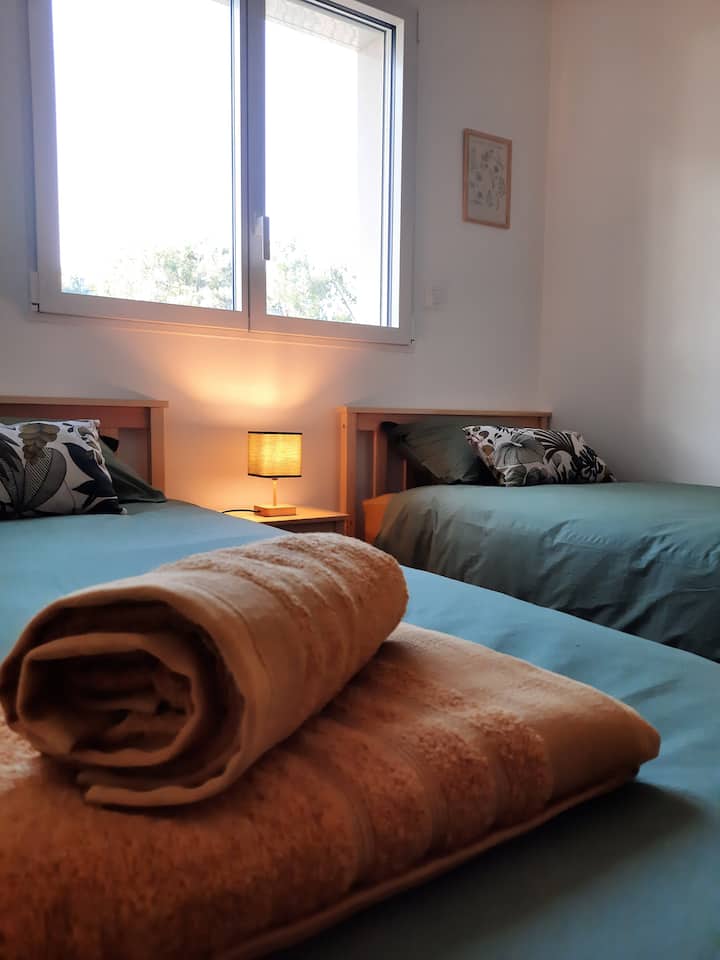 Chambre avec deux lits simples