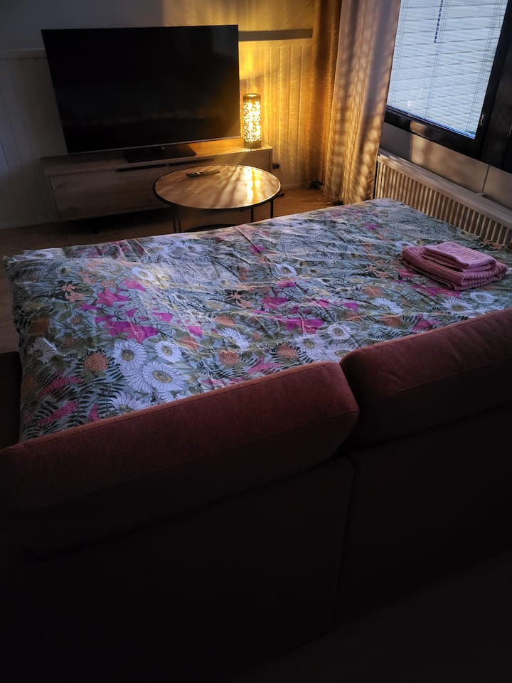 Një divan-krevat me hapje 160 cm për dy persona.