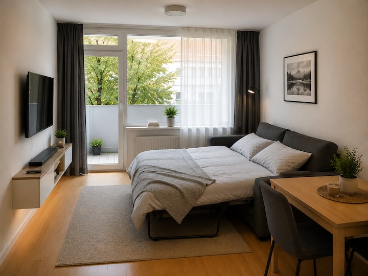 Quiet Studio With Balcony Near U6 & Airport Bus - Ismaning