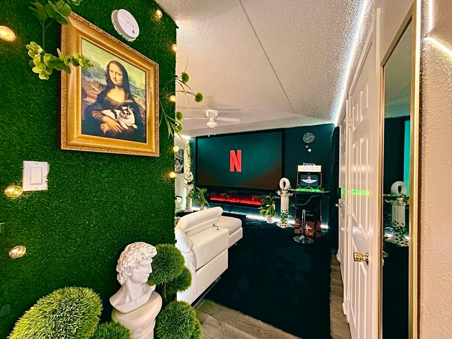 Living room with home theater setup