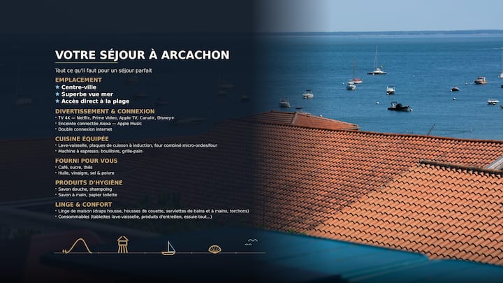 Arcachon Centre: Studio Cabine Vue Mer Accès Plage - Arcachón