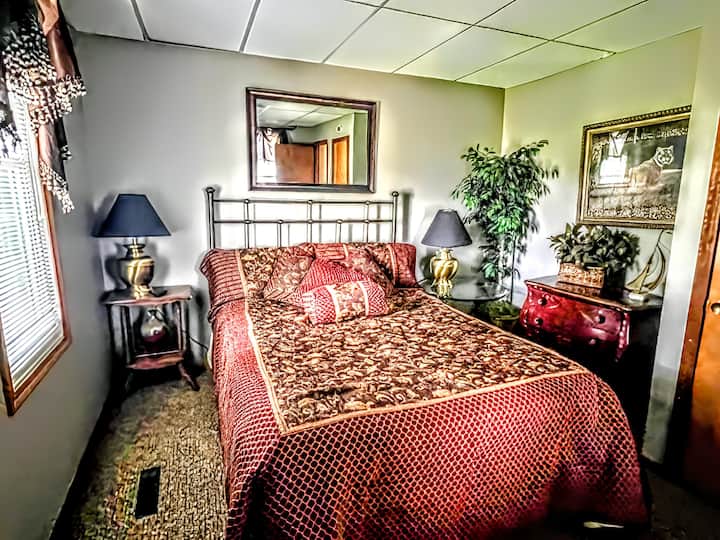 Beautiful antiques and a cozy queen bed will make you feel like you stepped back in time.
