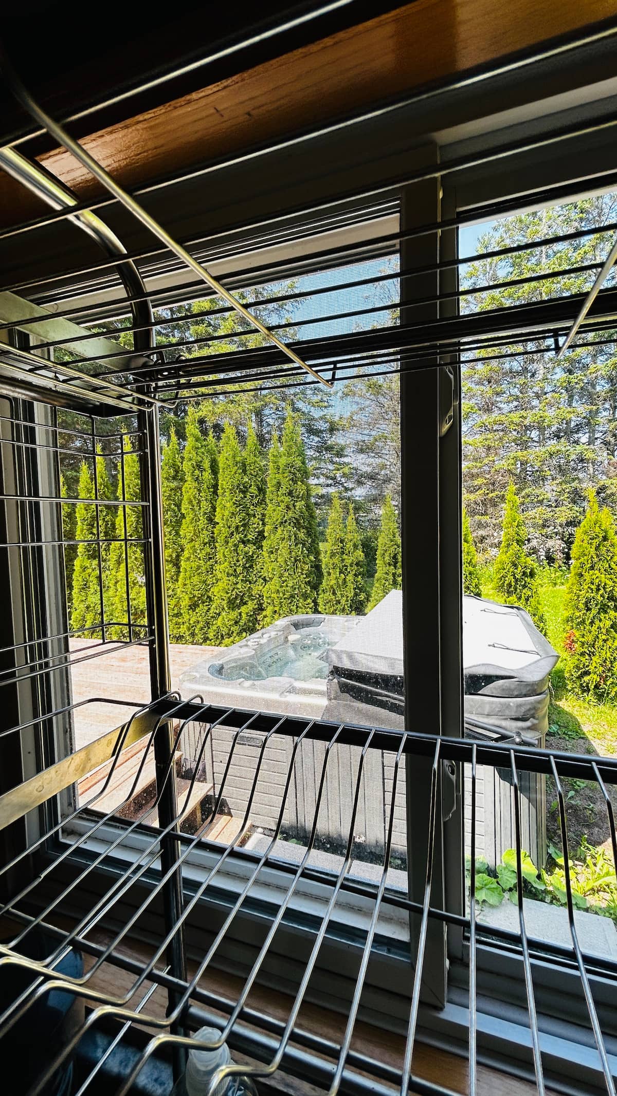 Looking out to the covered deck