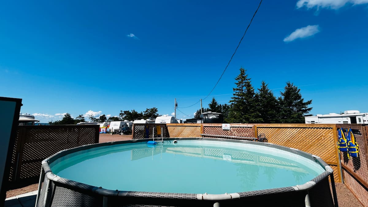 Heated swimming pool on the grounds
