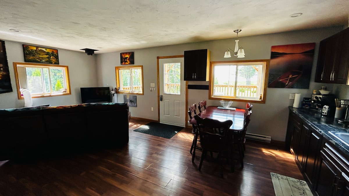 Living room open to the dining area