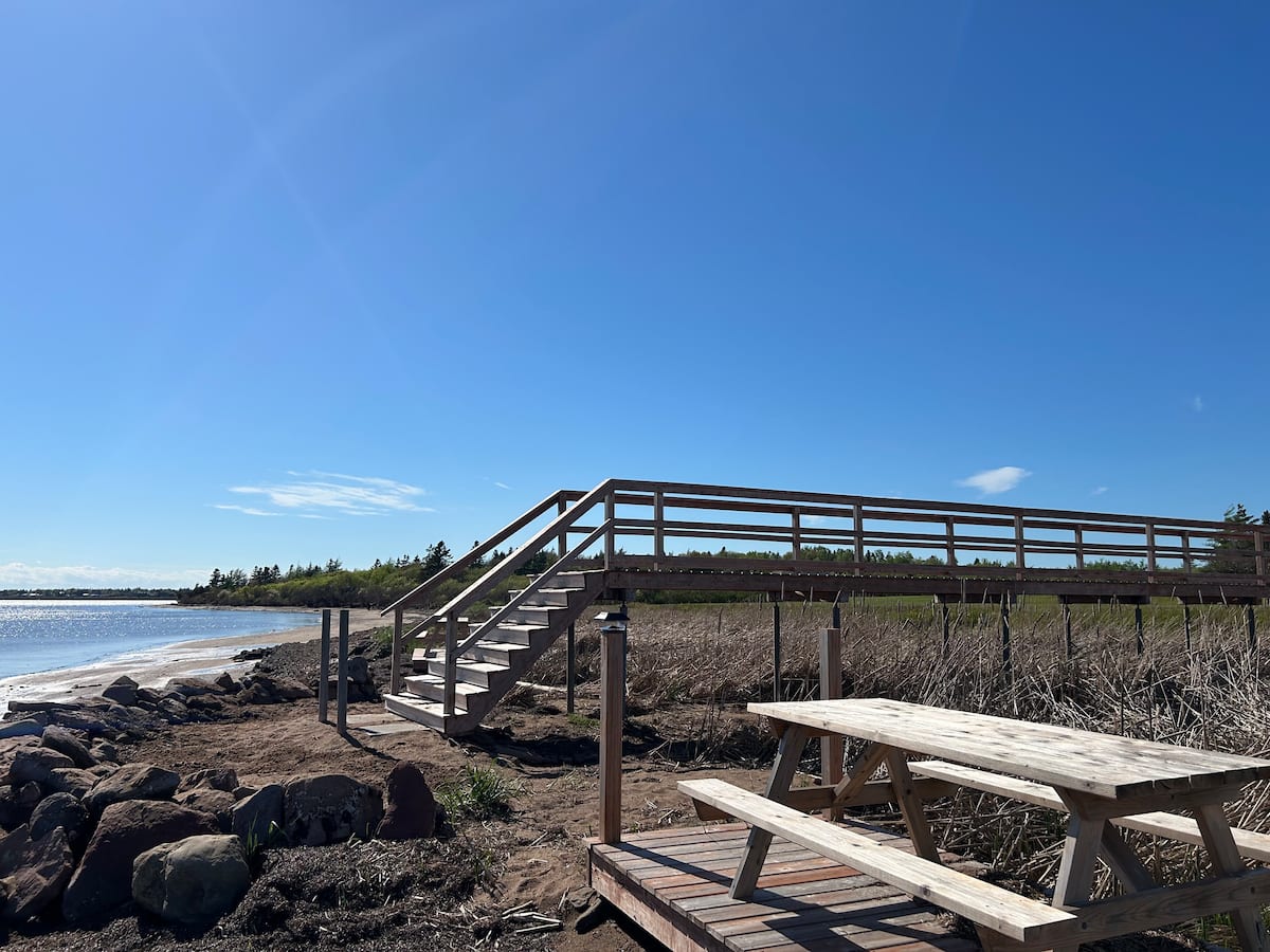 Picnic table on the boardwalk