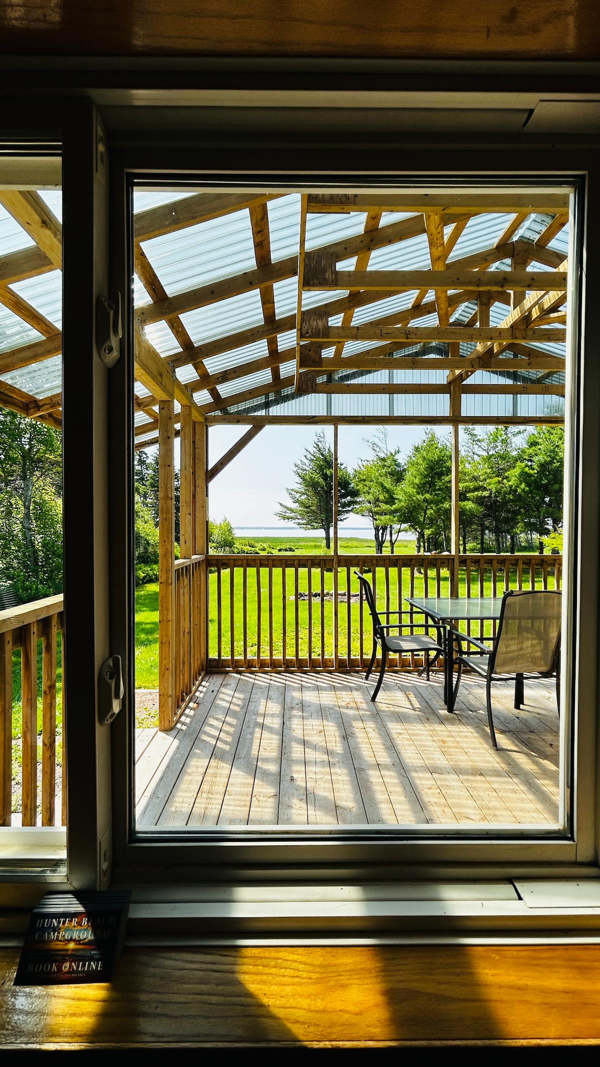 Covered deck with patio seating