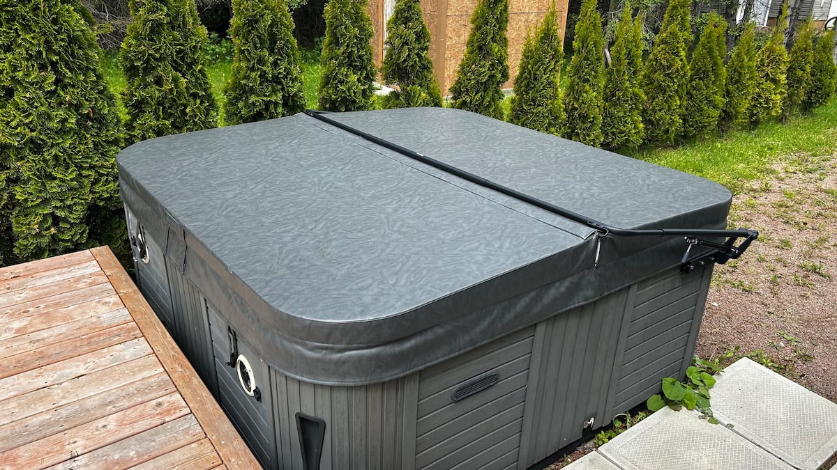 Covered hot tub
