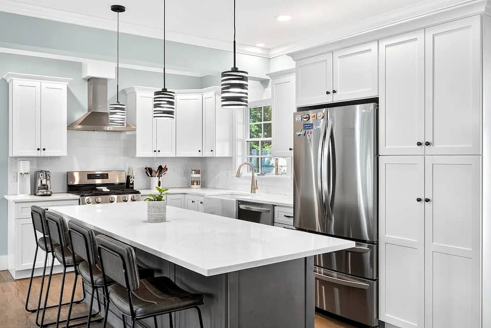 Kitchen island with seating for five