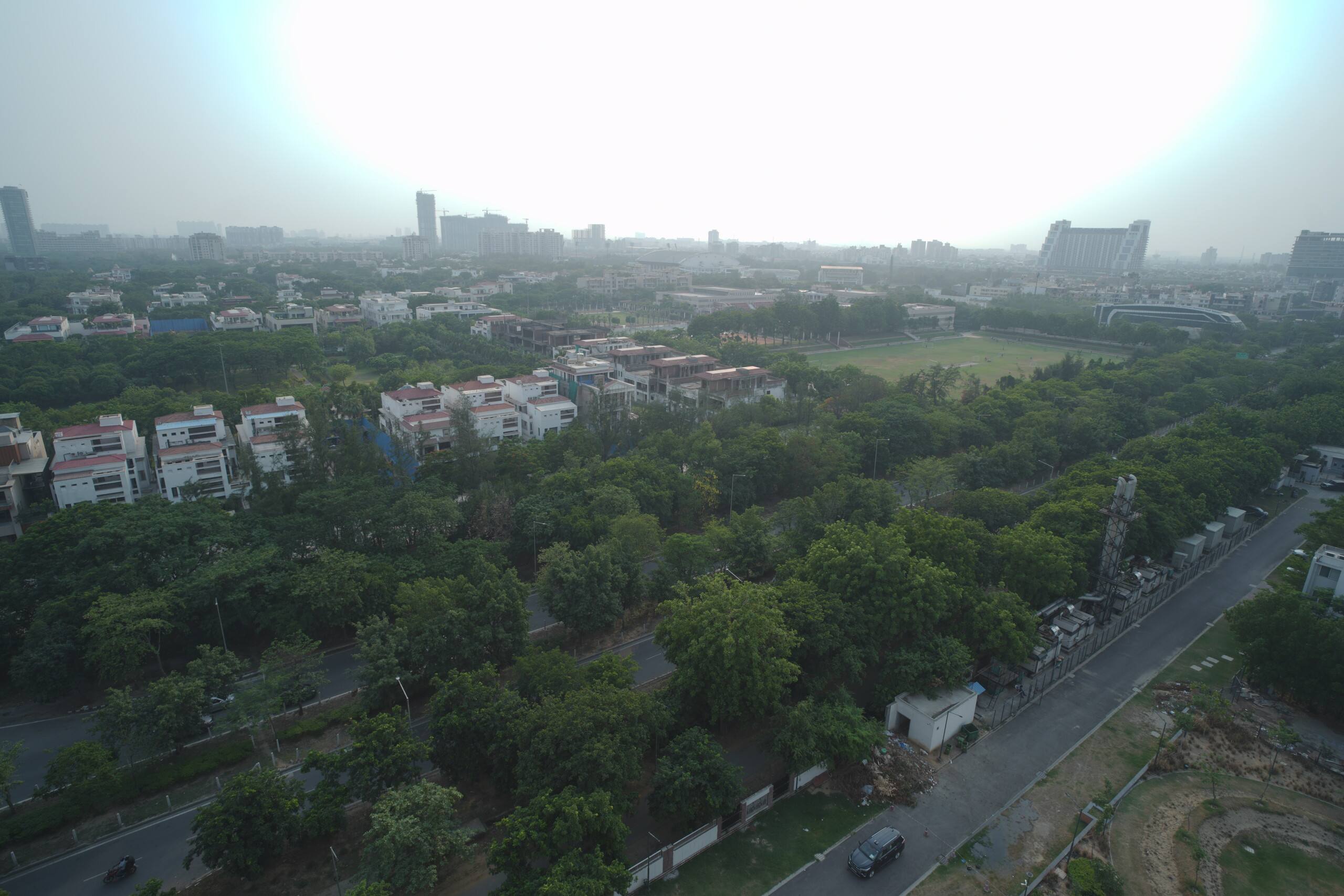 Balcony view over Jaypee Greens and landscaped grounds