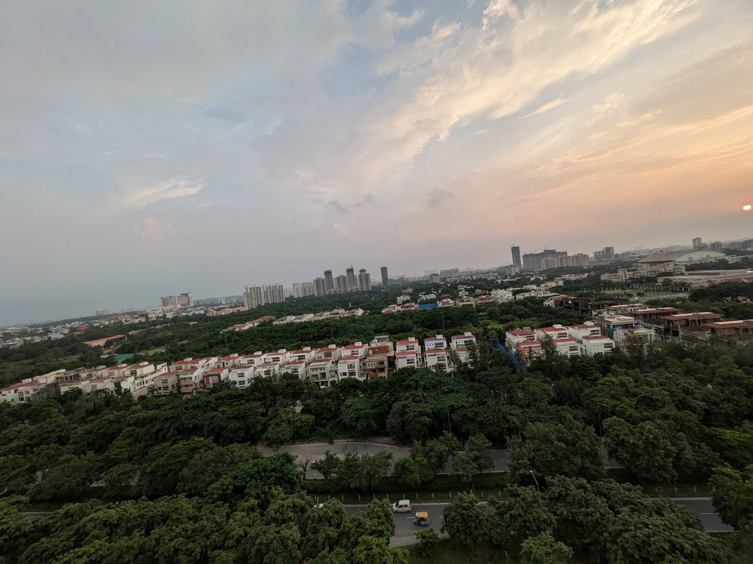 Panorama of greenery with the Greater Noida skyline