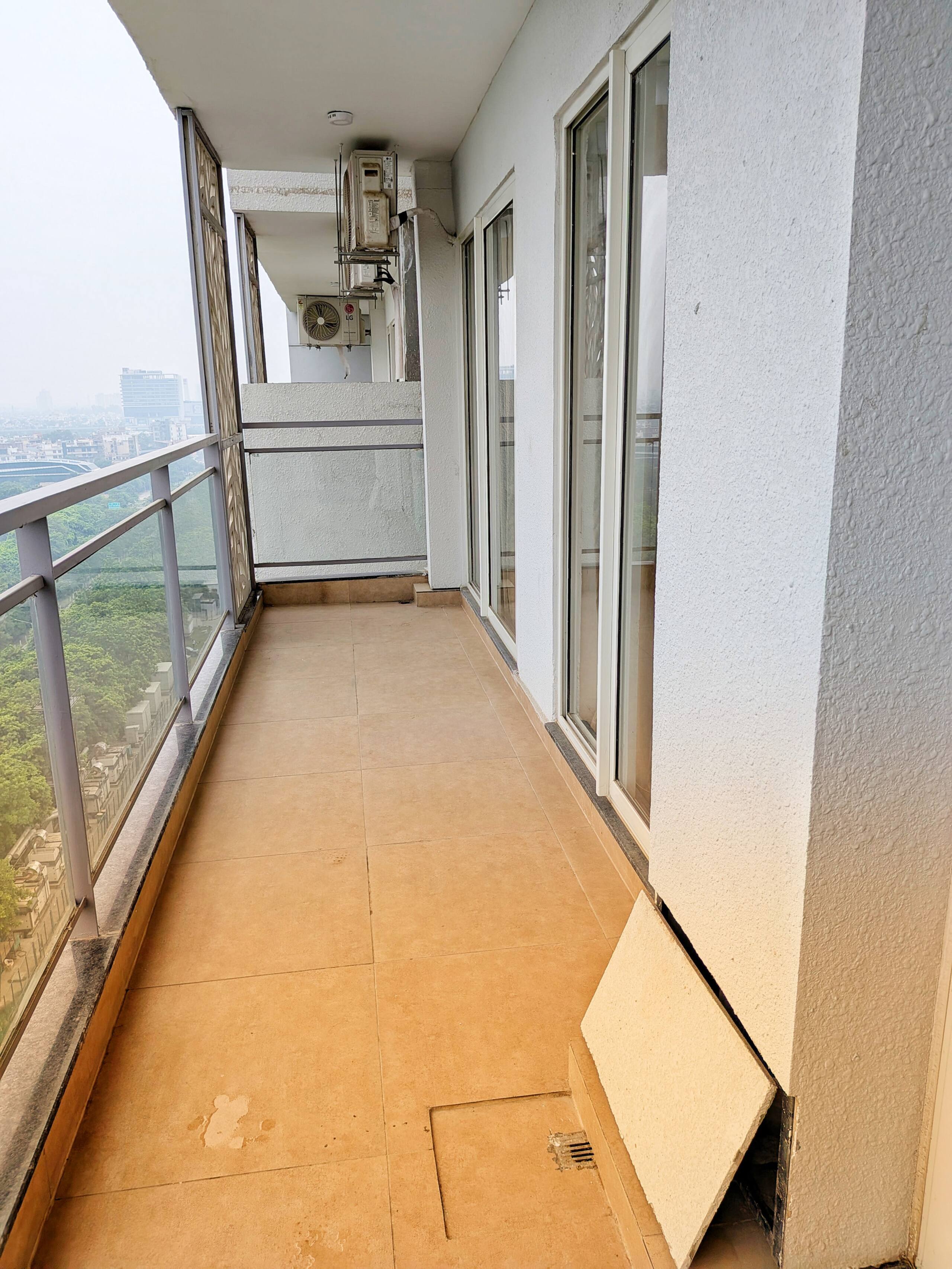 Balcony with glass balustrade
