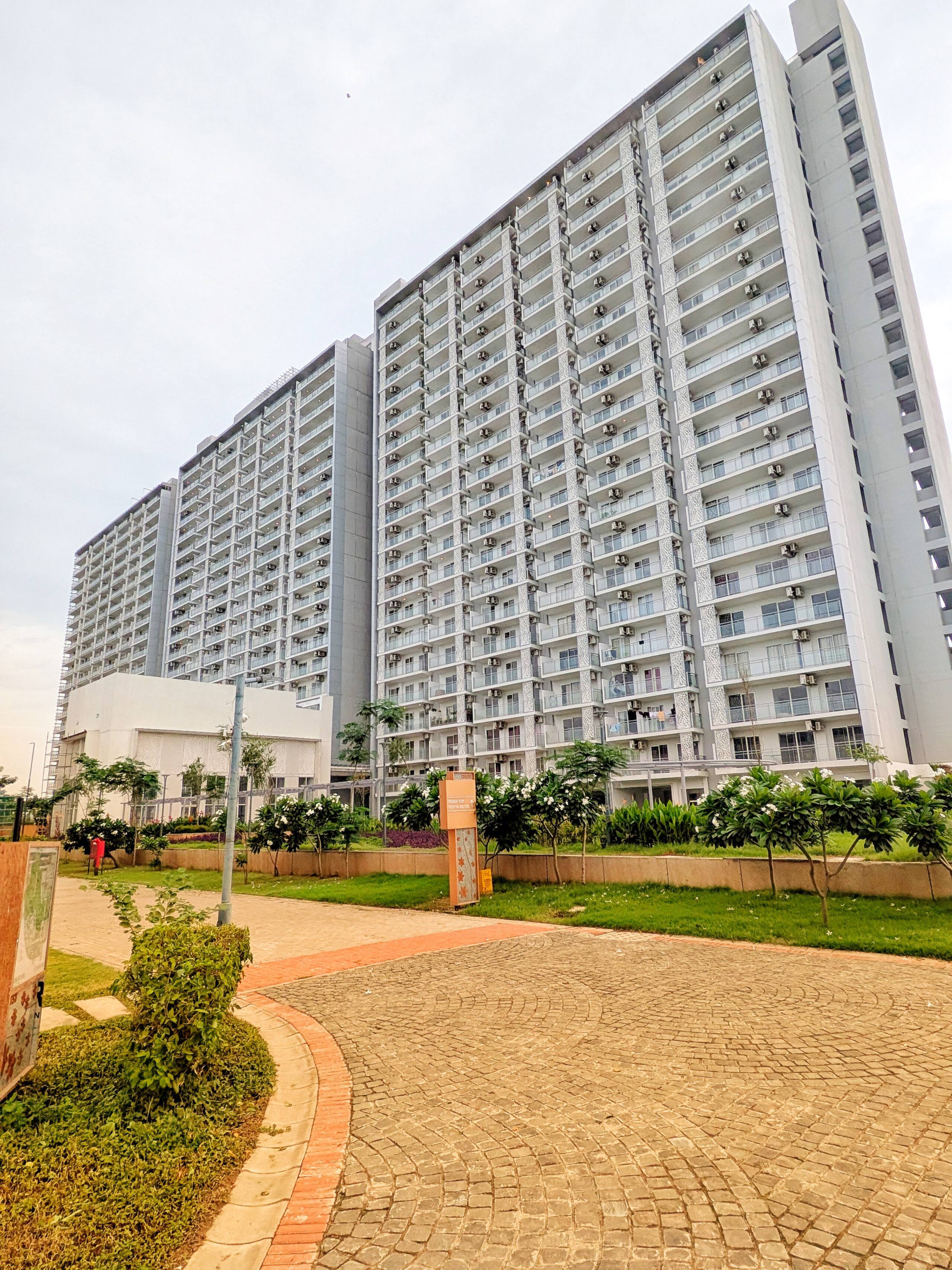 Towers and landscaped garden