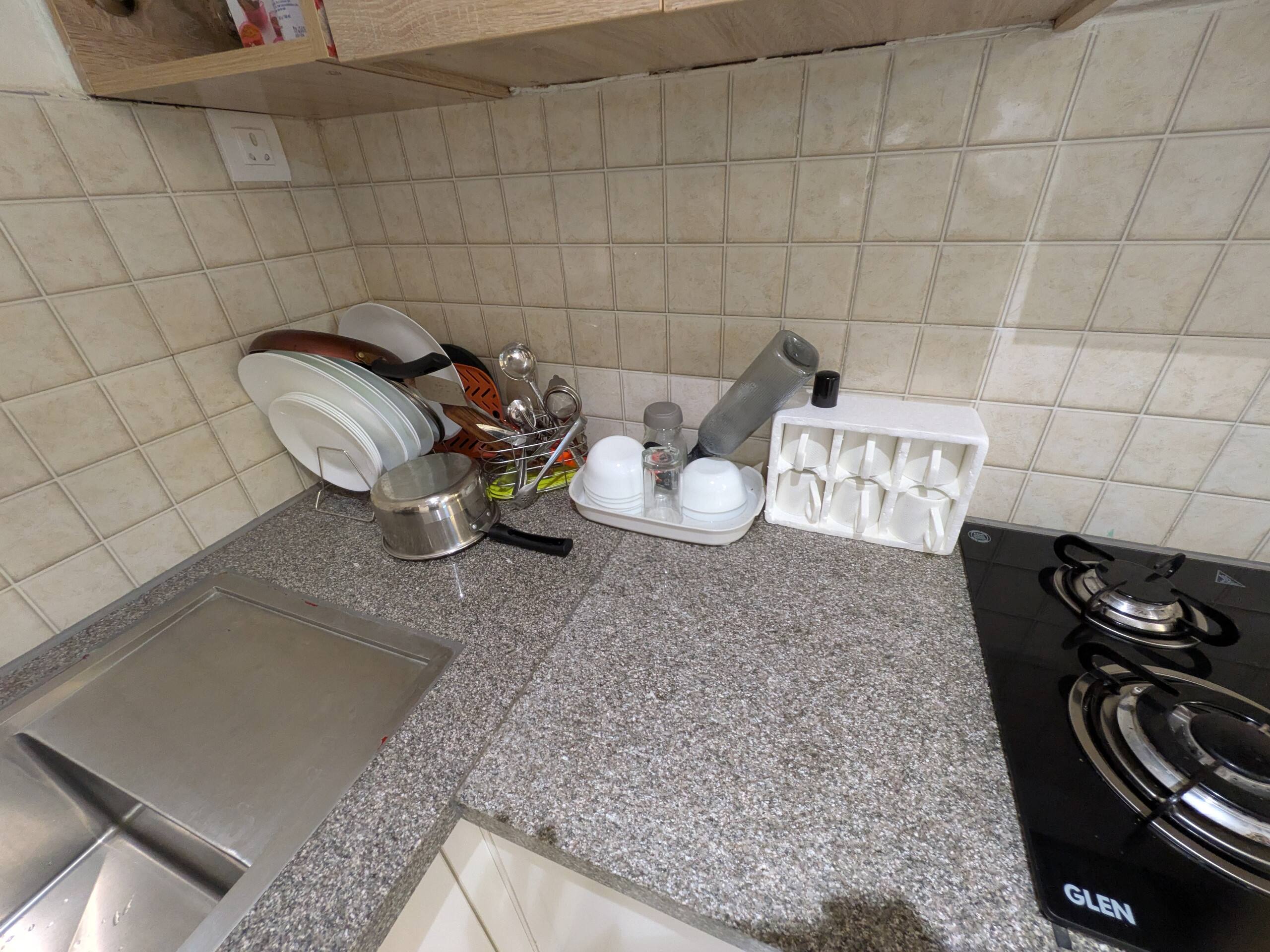Sink area and gas hob