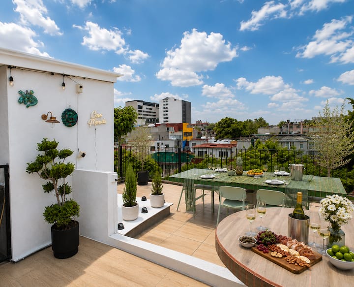 Casa Merida | Private Rooftop | Sleeps 16 - Mexico City