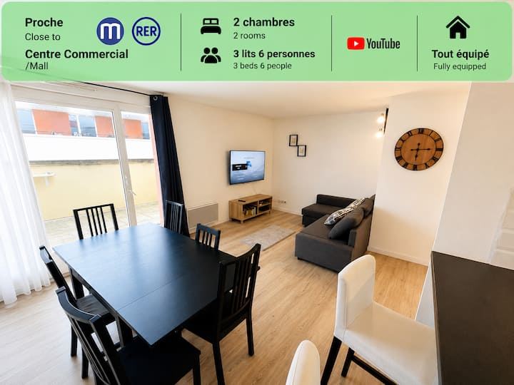 Joli T3  Metro  Terrasse  Free Parking  Wifi S - サン＝ドニ