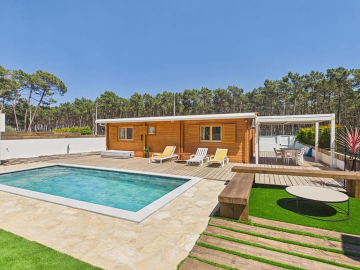 Bungalow En Bois Ac W/ Piscine & Jardin  Caparica - Costa da Caparica