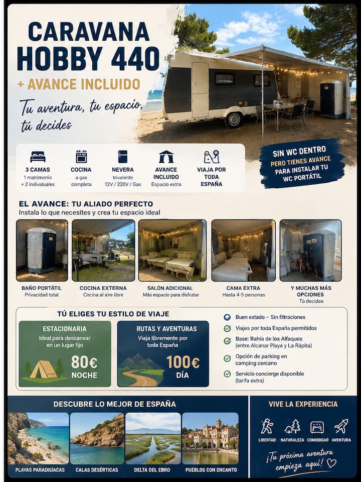 Caravana Hobby 440 + Awning Tent|viaja Por España - Sant Carles de la Ràpita