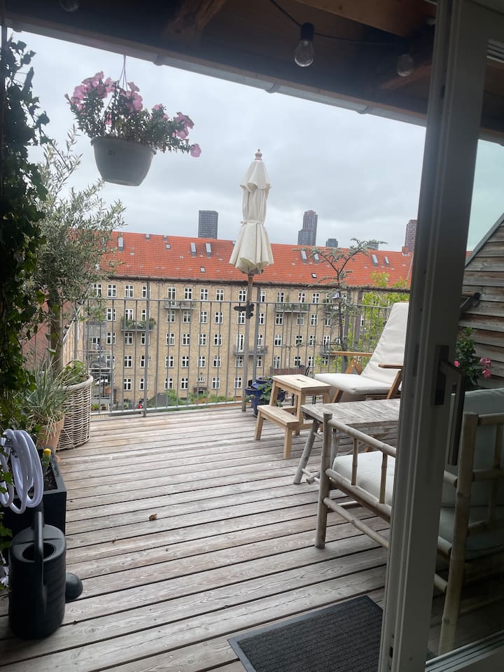 Skøn Loftlejlighed Med Tagterrasse På Vesterbro - Copenhagen Central Station