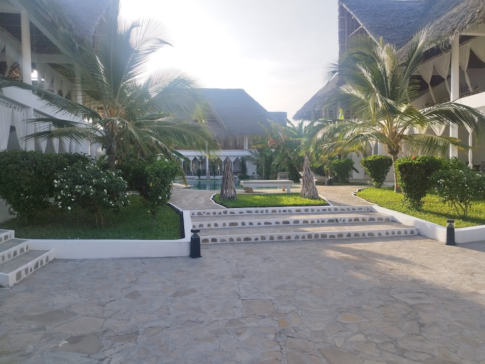 The swimming pool in front of Furaha House