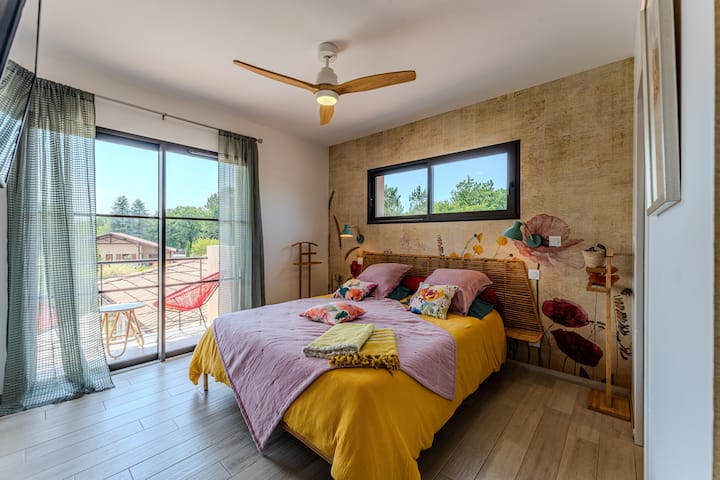 Chambre Double Coquelicot - Piscine - Biscarrosse