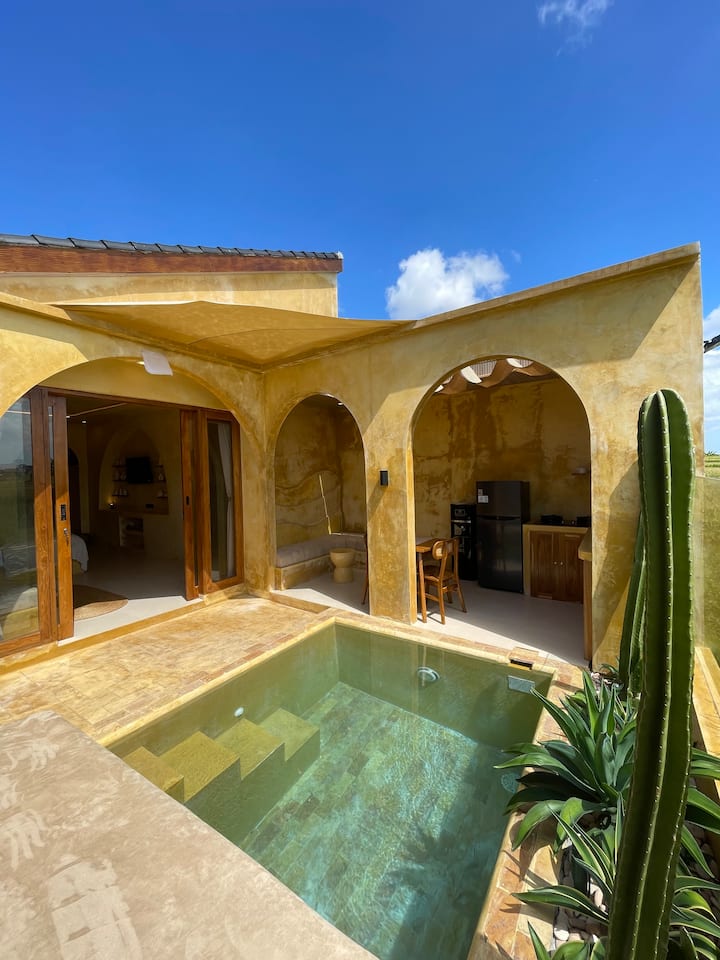 1 Br Mediterranean Parera Villa Rice Field View - Bali
