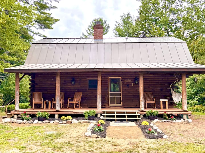 Charming Log Cabin-
Private Waterfalls On 9 Acres - Bethel, VT